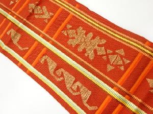 本場筑前博多格子に抽象模様織出し名古屋帯